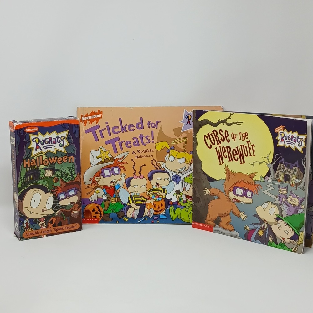 Vintage 90s Rugrats Halloween Lot Books VHS Movie‎ Nickelodeon